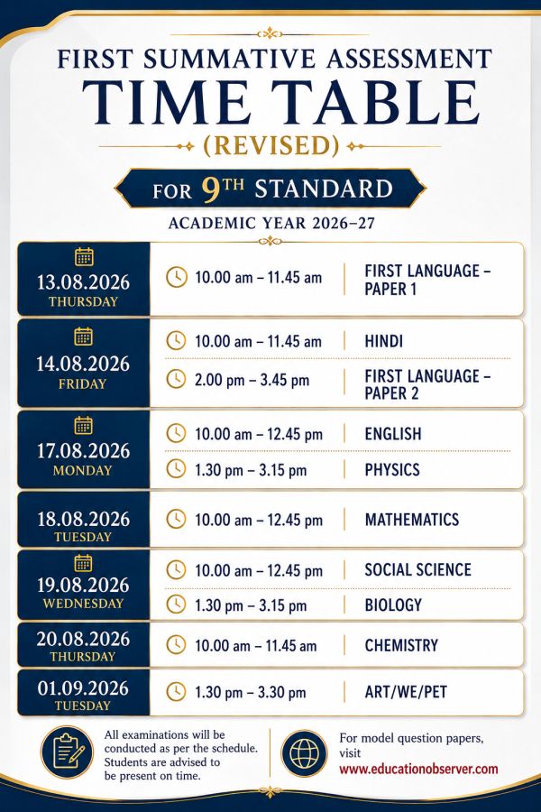 9th First term timetable 2026